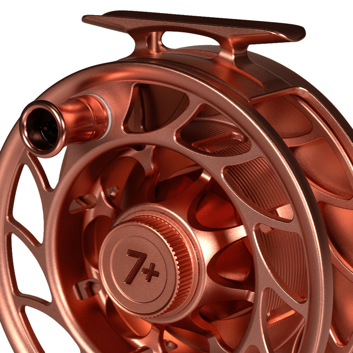 Hatch Custom Brent McCarron Smoking Carp Iconic Large Arbor Fly Reel 7 Plus Copper / Merlot Image 05