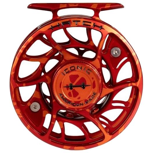 Hatch Custom Magma Iconic Large Arbor Fly Reel 4 Plus Red-Orange Splatter / Black Image 01