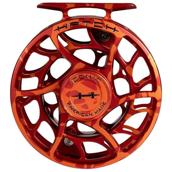 Hatch Custom Magma Iconic Large Arbor Fly Reel 5 Plus Red-Orange Splatter / Black Image 01