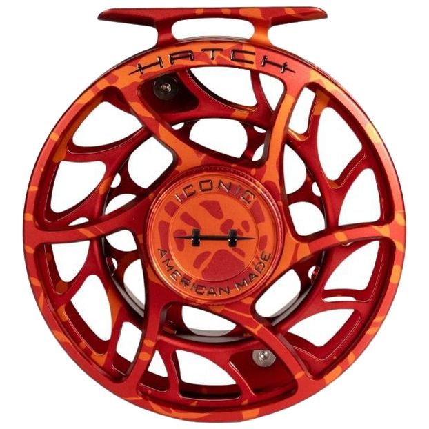 Hatch Custom Magma Iconic Large Arbor Fly Reel 7 Plus Red-Orange Splatter / Black Image 01