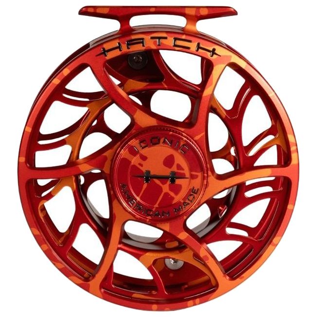 Hatch Custom Magma Iconic Large Arbor Fly Reel 9 Plus Red-Orange Splatter / Black Image 01
