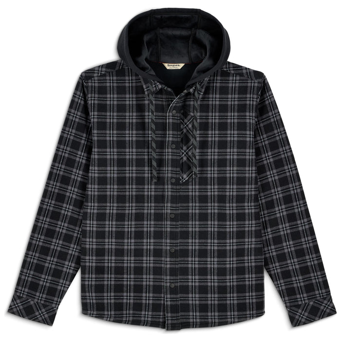 Simms Men's Coldweather Hooded Shacket Wakemup Plaid: Black Image 01