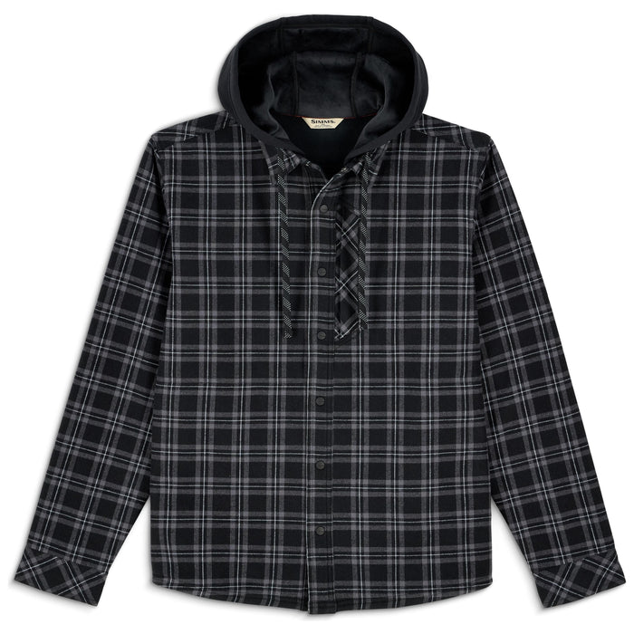 Simms Men's Coldweather Hooded Shacket Wakemup Plaid: Black Image 01