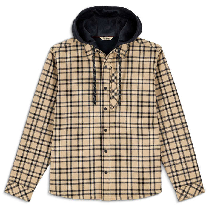 Simms Men's Coldweather Hooded Shacket Wakemup Plaid: Cork Image 01