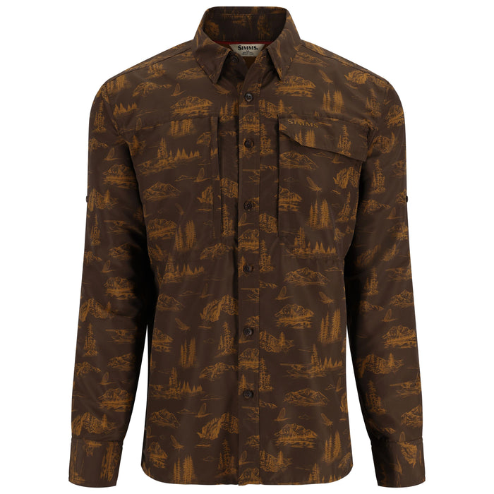 Simms Men's Guide Shirt Hickory Mayfly Print Image 01