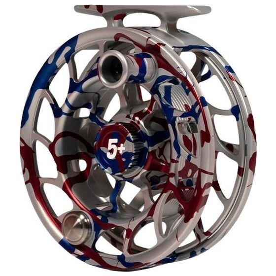 Hatch Custom USA Iconic Large Arbor Fly Reel 5 Plus USA Splatter / White Image 04