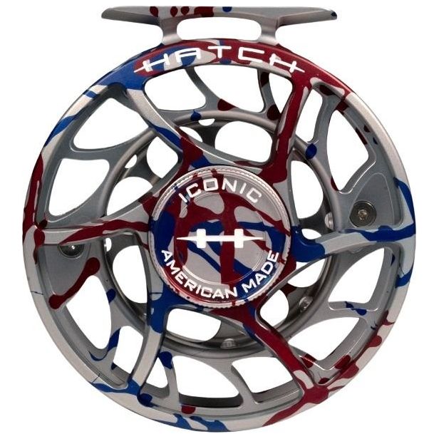 Hatch Custom USA Iconic Large Arbor Fly Reel 7 Plus USA Splatter / White Image 02