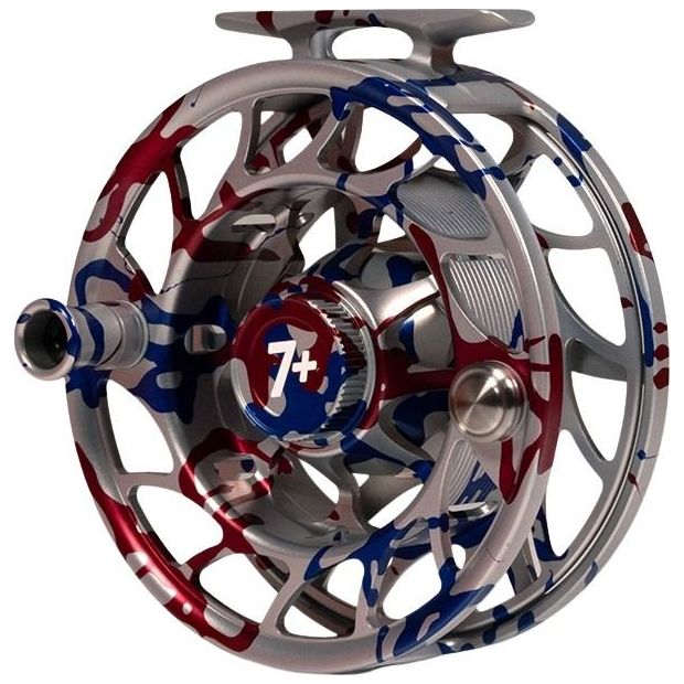 Hatch Custom USA Iconic Large Arbor Fly Reel 7 Plus USA Splatter / White Image 04