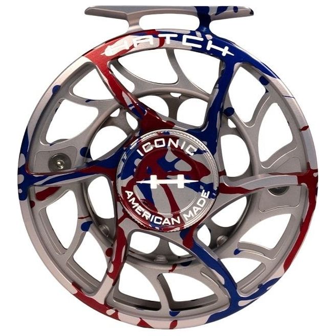 Hatch Custom USA Iconic Large Arbor Fly Reel 9 Plus USA Splatter / White Image 02
