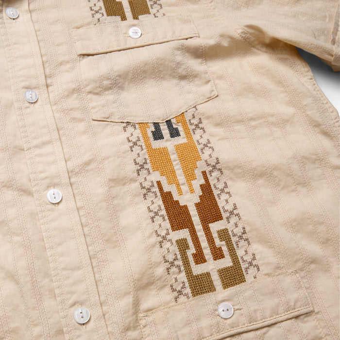 Howler Brothers Guayabera Shirt Temple Tracks : Oatmeal Image 04