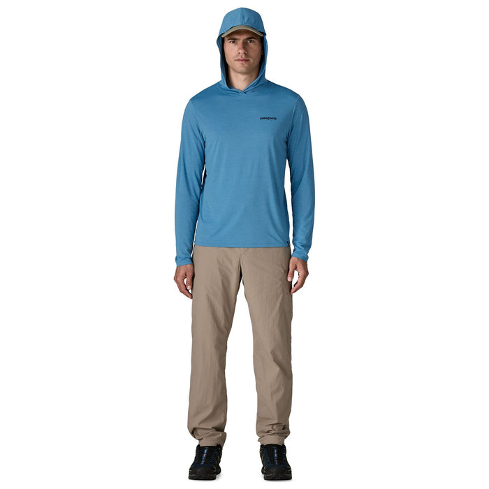 Patagonia Men's Capilene Cool Daily Hoody - Casting Logo Shore Blue - Light Shore Blue X-Dye