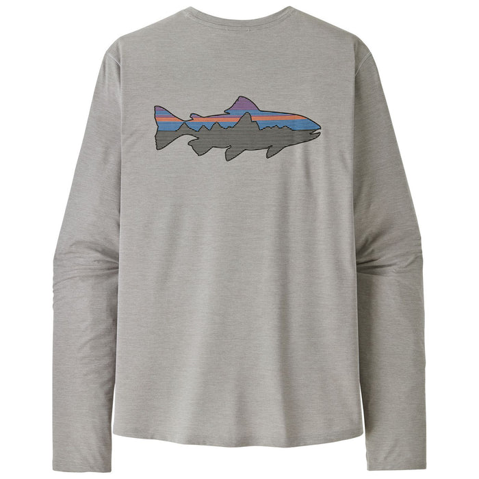Patagonia Men's Long-Sleeved Capilene Cool Sun Shirt - Fitz Roy Trout Crisp Grey - Salt Grey X-Dye