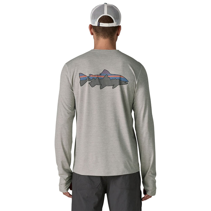 Patagonia Men's Long-Sleeved Capilene Cool Sun Shirt - Fitz Roy Trout Crisp Grey - Salt Grey X-Dye