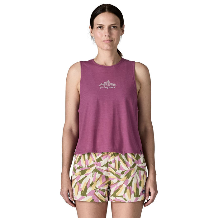 Patagonia Women's Capilene Cool Trail Cropped Tank Fitz Roy Nimbus: Faded Magenta