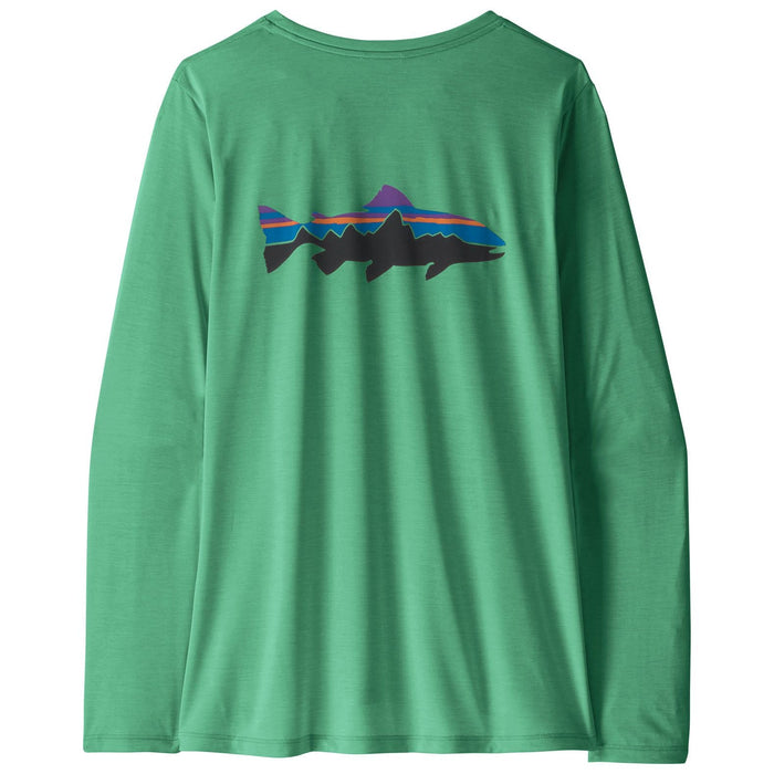Patagonia Women's Long-Sleeved Capilene Cool Daily Shirt - Fitz Roy Trout Aqua Stone - Light Aqua Stone X-Dye