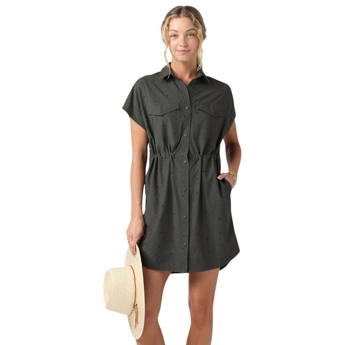 Stio Women's Mountain Flow Shirt Dress Raven Dot Image 06