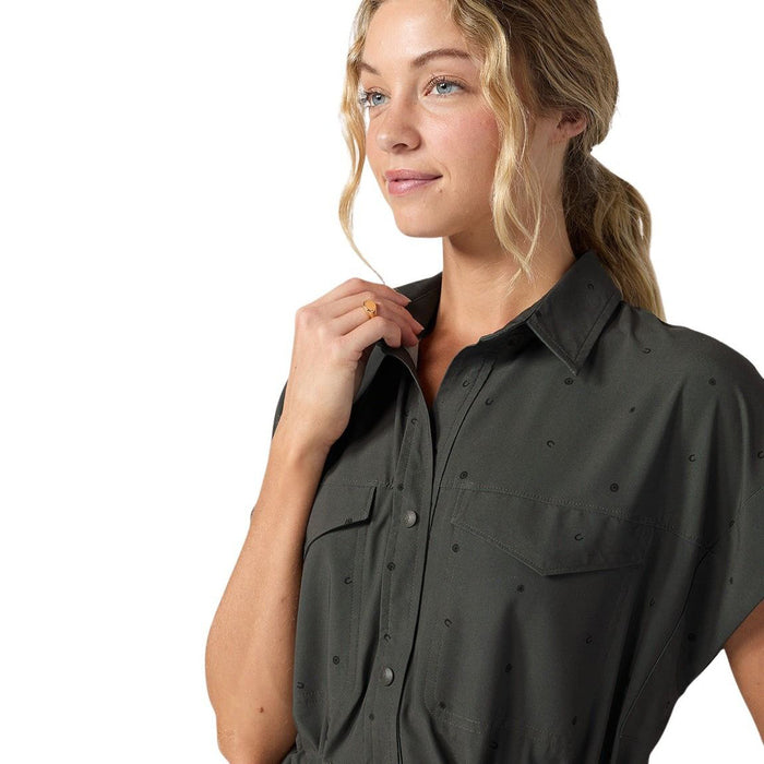 Stio Women's Mountain Flow Shirt Dress Raven Dot Image 07