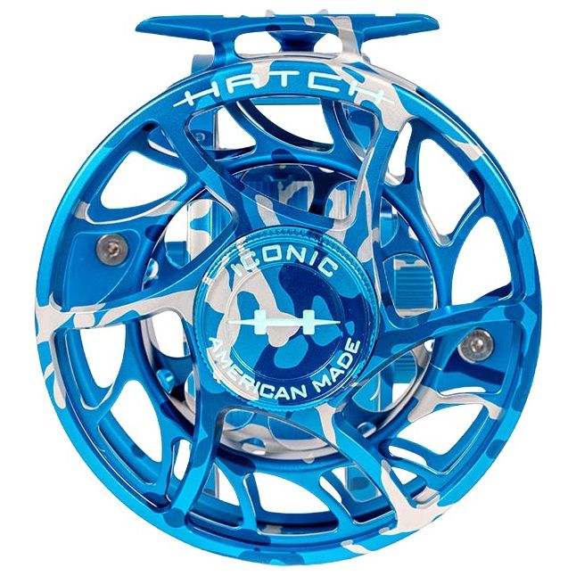 Hatch Custom Splash Camo Iconic Large Arbor Fly Reel 7 Plus Splash Camo / Light Blue Image 03