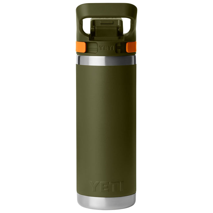 YETI Rambler 18 oz Water Bottle with Flip Chug Cap Olive / King Crab Orange Image 02