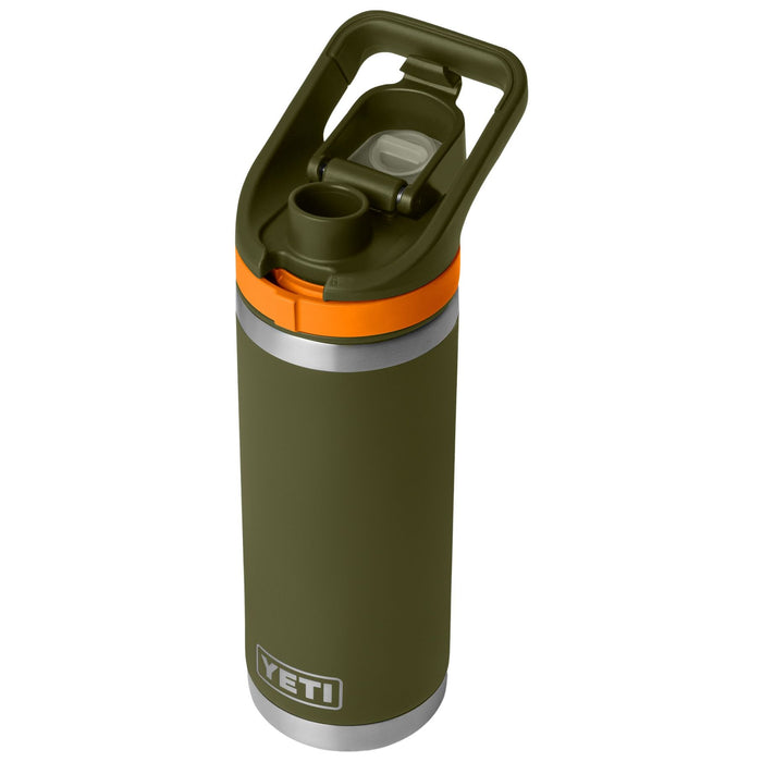 YETI Rambler 18 oz Water Bottle with Flip Chug Cap Olive / King Crab Orange Image 03