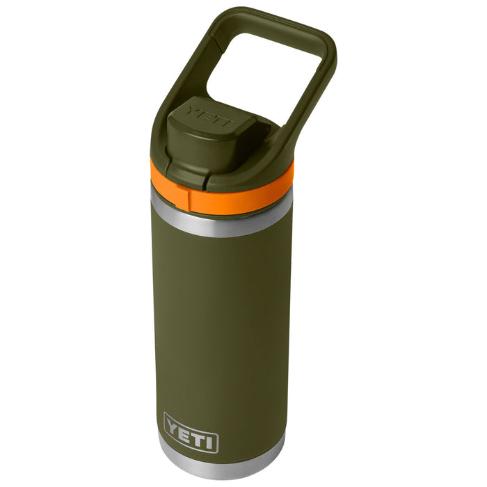YETI Rambler 18 oz Water Bottle with Flip Chug Cap Olive / King Crab Orange Image 04