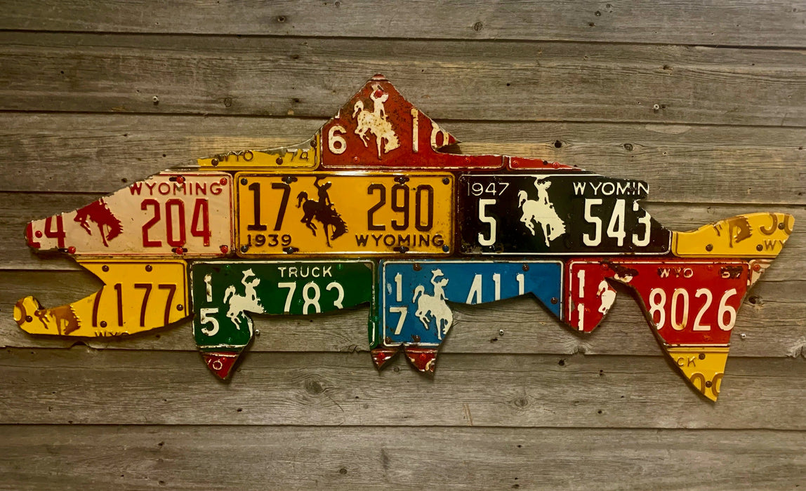50" Wyoming Brown Trout License Plate Art
