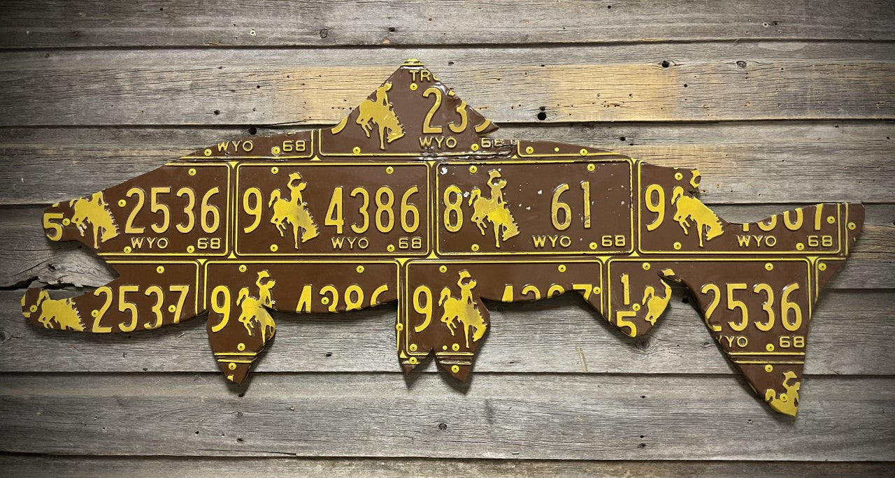50" - 1968 Wyoming Brown Trout License Plate Art