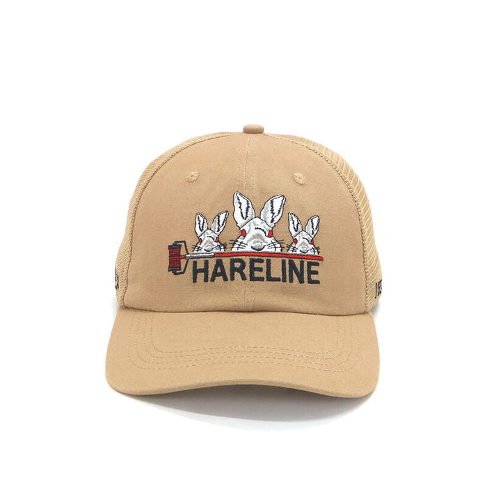 Hareline Logo Tan Washed Canvas Mesh Back Cap #12