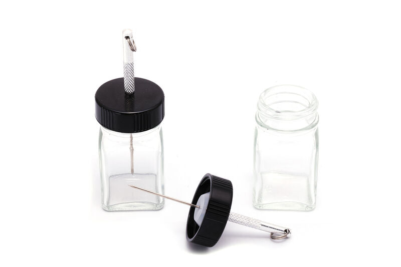 Hareline Empty Glass 1oz Glue Jar with Applicator Bodkin — TCO Fly Shop