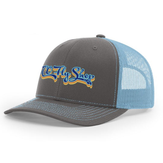TCO Fly Shop Hat Low Pro Trucker - Retro Logo Heather Navy / Lt. Gray