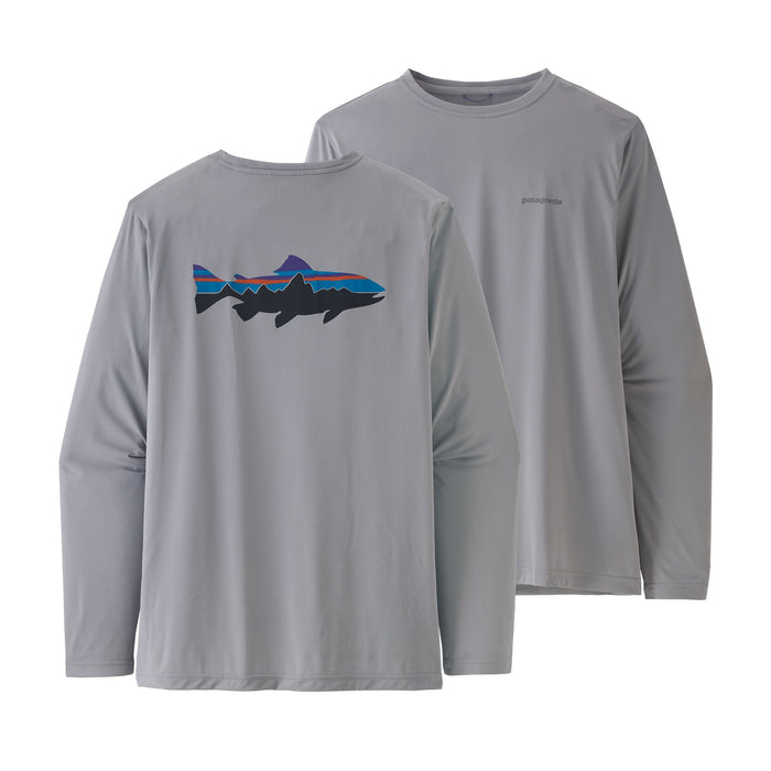 Patagonia Men's Long-Sleeved Capilene Cool Daily Fish Graphic Shirt - Fitz Roy Trout: Salt Grey / XXL