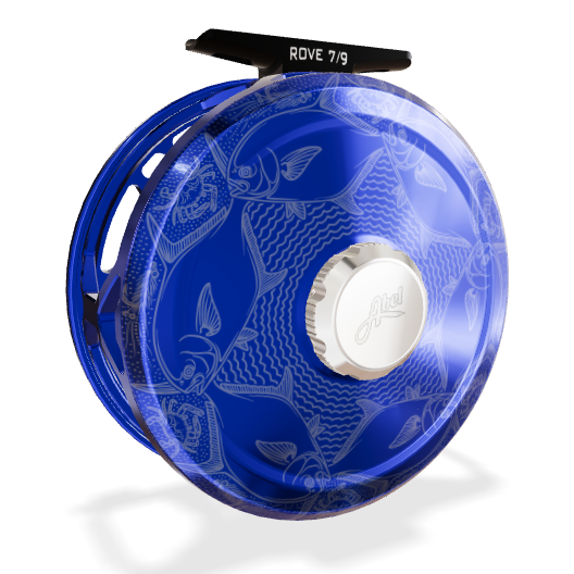 abel rove fly reel 4/6 Satin Deep Blue, Underwood Swing and Saltwater Flies Engraving with Ebony Handle This is your ultra ABEL ROVE 7-9 FLY REEL