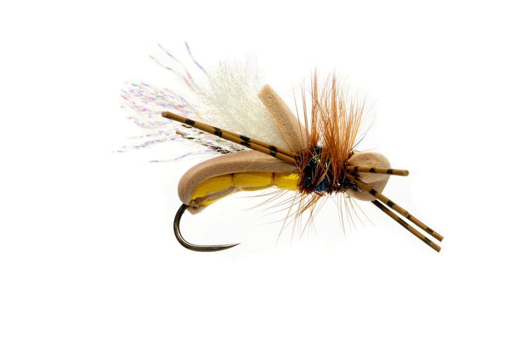 Bubba's Foam Assassin Tan & Yellow Barbless — TCO Fly Shop