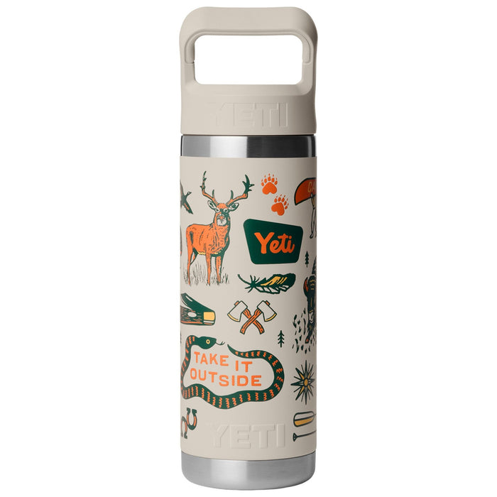YETI Rambler 18oz Bottle with Straw Cap Cape Taupe / Summer Camp Image 02