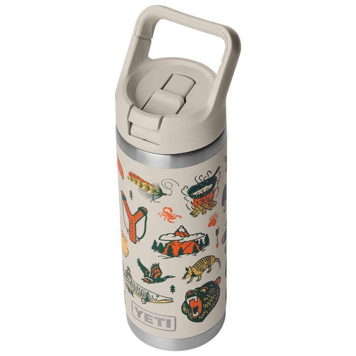 YETI Rambler 18oz Bottle with Straw Cap Cape Taupe / Summer Camp Image 03