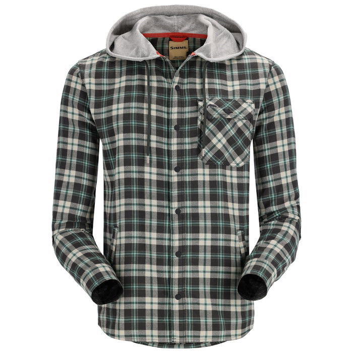 Simms Santee Flannel Hoody Forest / Carbon Camp Plaid Image 01