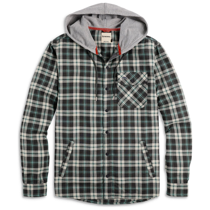 Simms Santee Flannel Hoody Forest / Carbon Camp Plaid Image 02