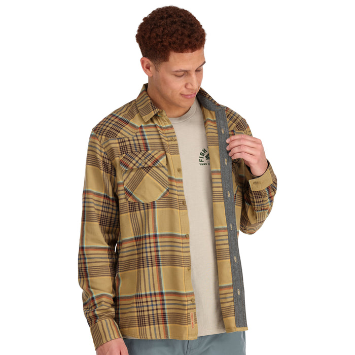 Simms Santee Flannel LS Shirt Camel / Navy / Clay Neo Plaid Image 06