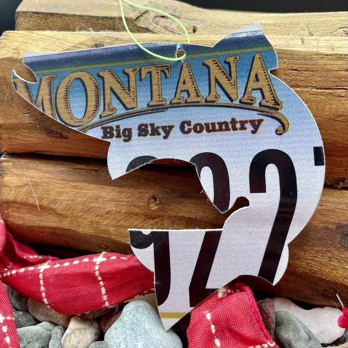 Cody Richardson Art - Montana 'Big Sky' Jumping Trout License Plate Christmas Ornament