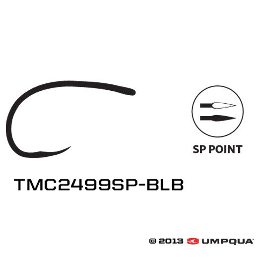 Tiemco TMC2499SP-BLB Fly Tying Hooks Barbless Black Super Point - AvidMax