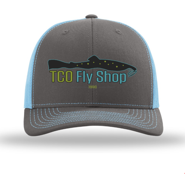 TCO Fly Shop Hat Trucker - Charcoal/Columbia Blue